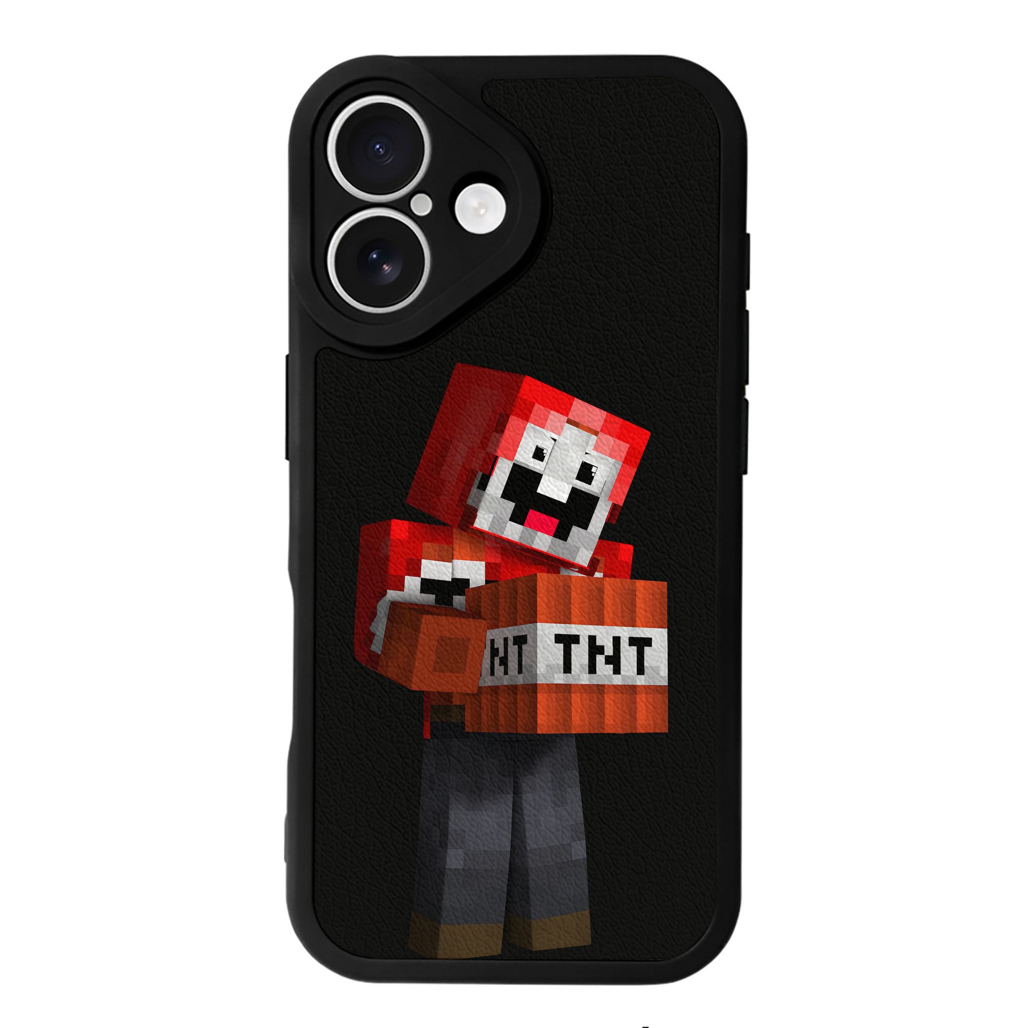 （画像用） マインクラフト ブロックの世界 Minecraft MC Block world 【iPhone 16シリーズ対応】シリコンスマホケース（レザー調） 材質：シリコン